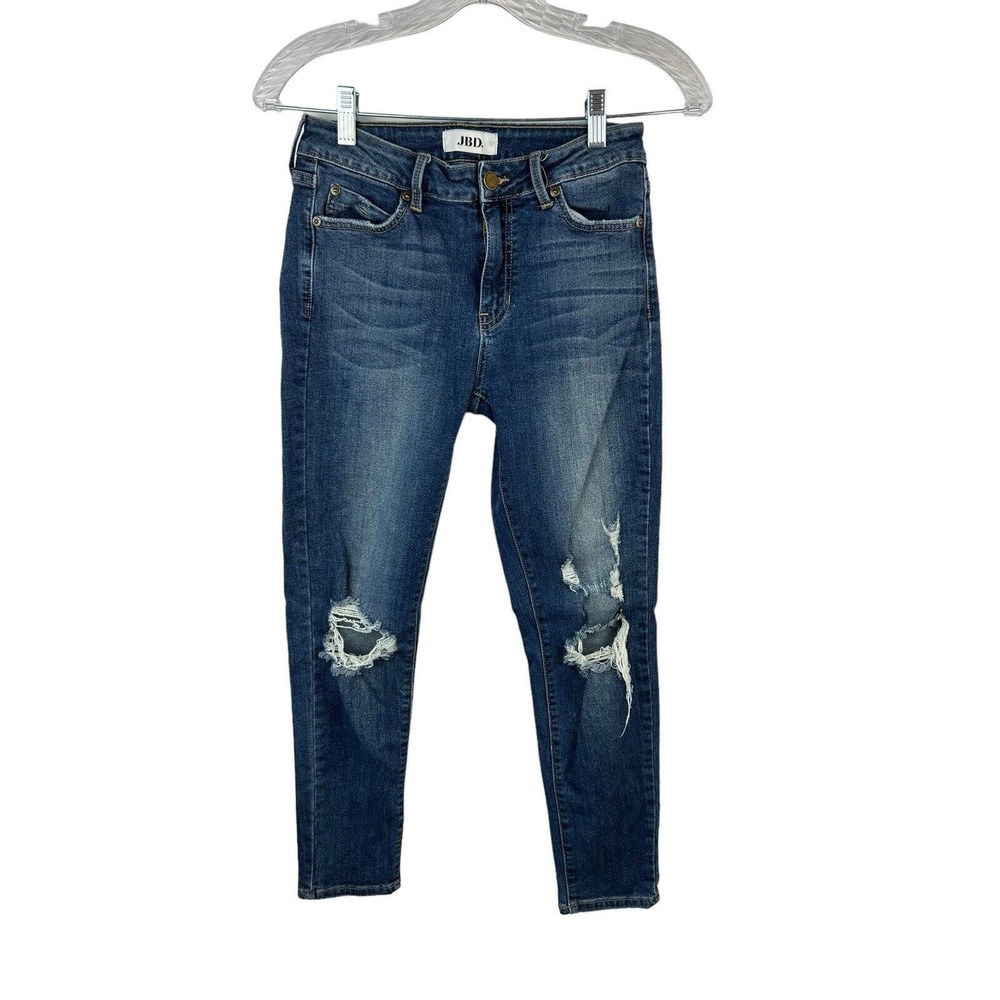 JBD Just Black Denim Medium Wash Size 26/2 Distressed Skinny Jeans‎